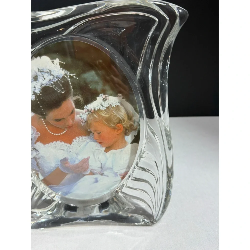 Mikasa Emotion Crystal Picture Frame WX242/575 Swirl Wave Glass Japan 4.5x6.5